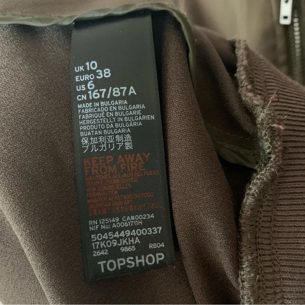 Topshop | Olive green Bomber Jacket zip up long sleeve jacket casual